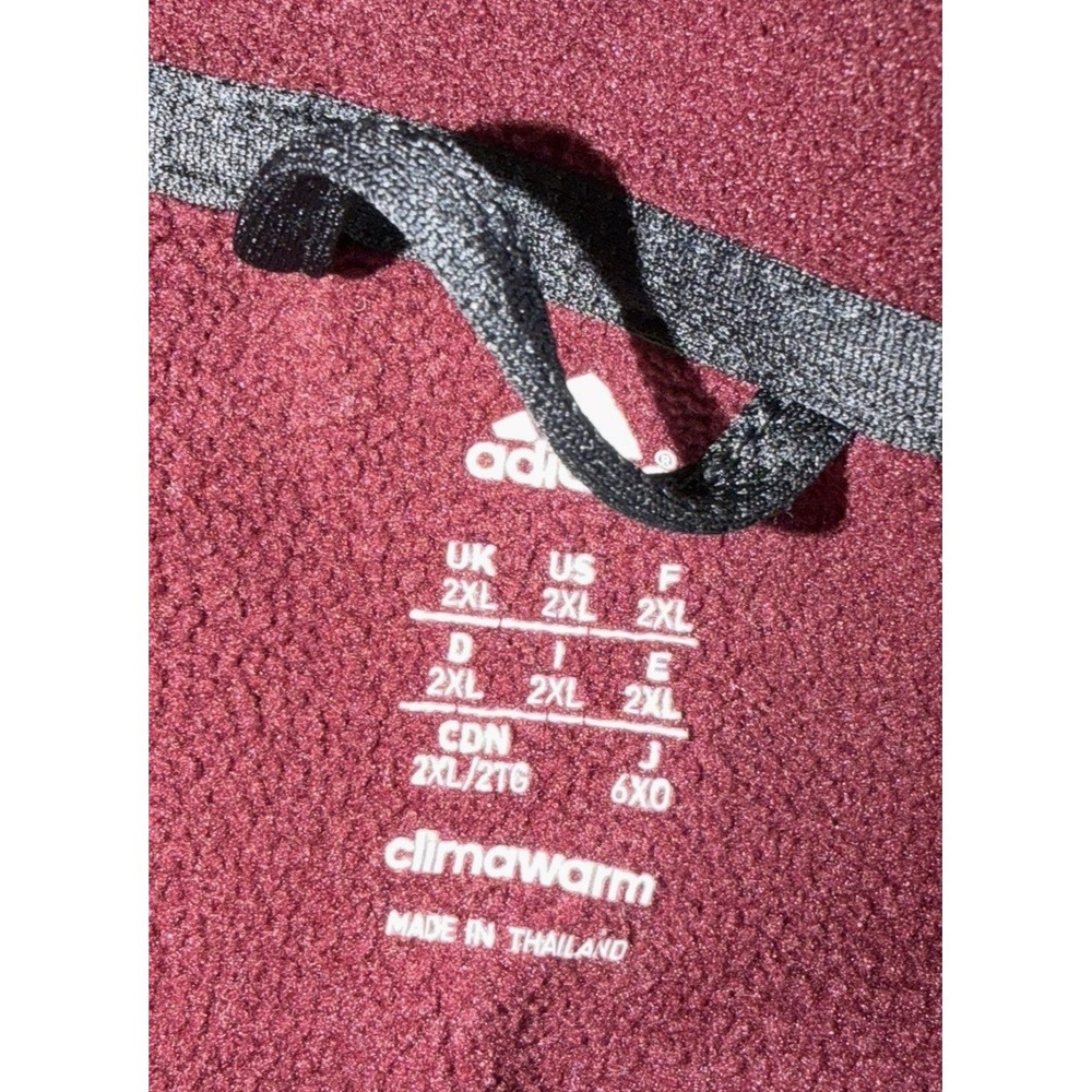 Adidas ClimaWarm Womens‎ XXL Full Zip Hoodie Jacket Burgundy Gray Fleece - Picture 6 of 11